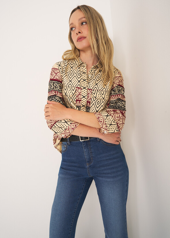 Cruise ethnic shirt BEIGE LATTE Woman null