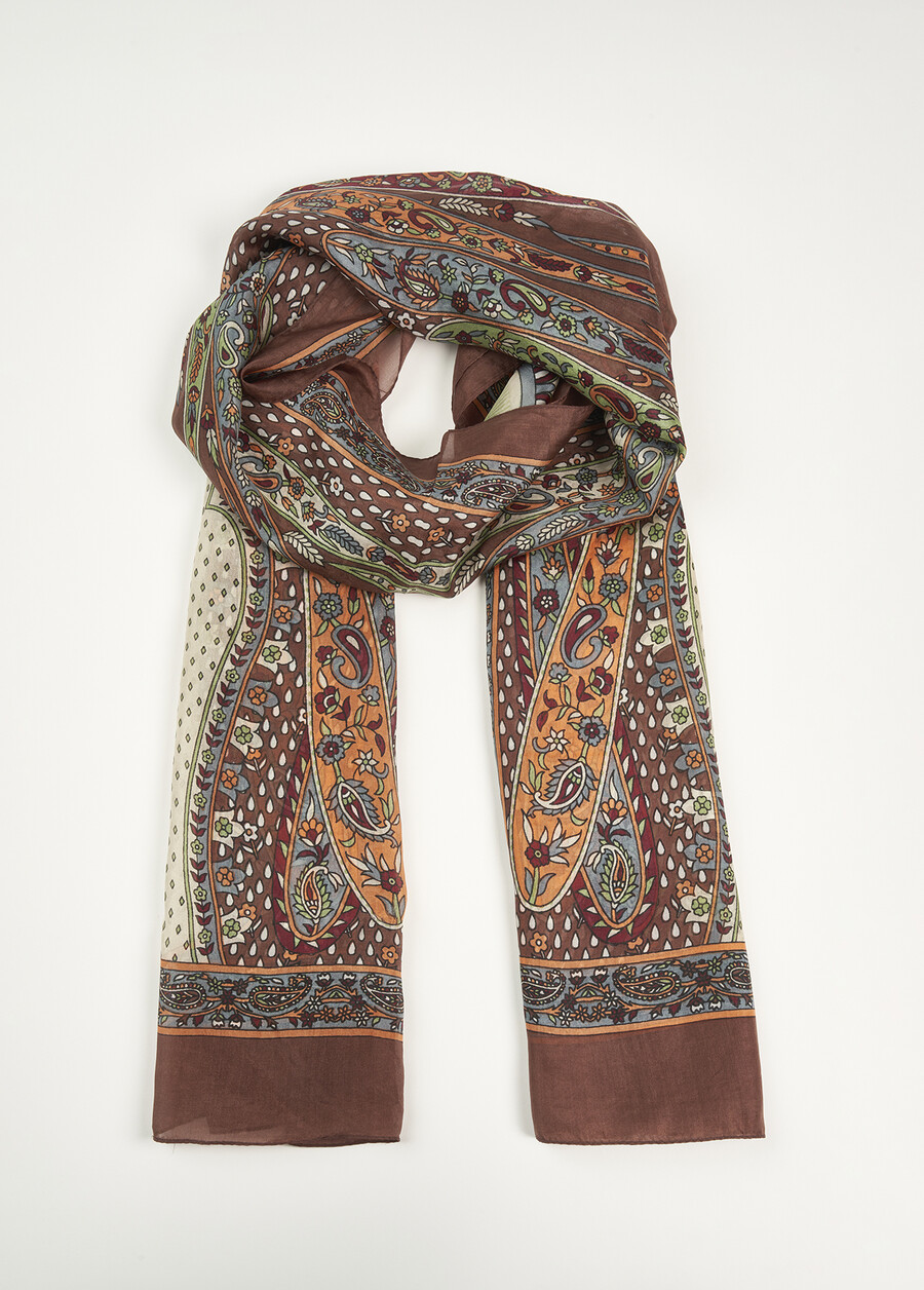 Foulard Soras in 100% seta MARRONE CIOCCOLATO Donna , immagine n. 1
