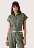 Caroline linen and cotton blend shirt VERDE TIMOBLU AVION Woman image number 1