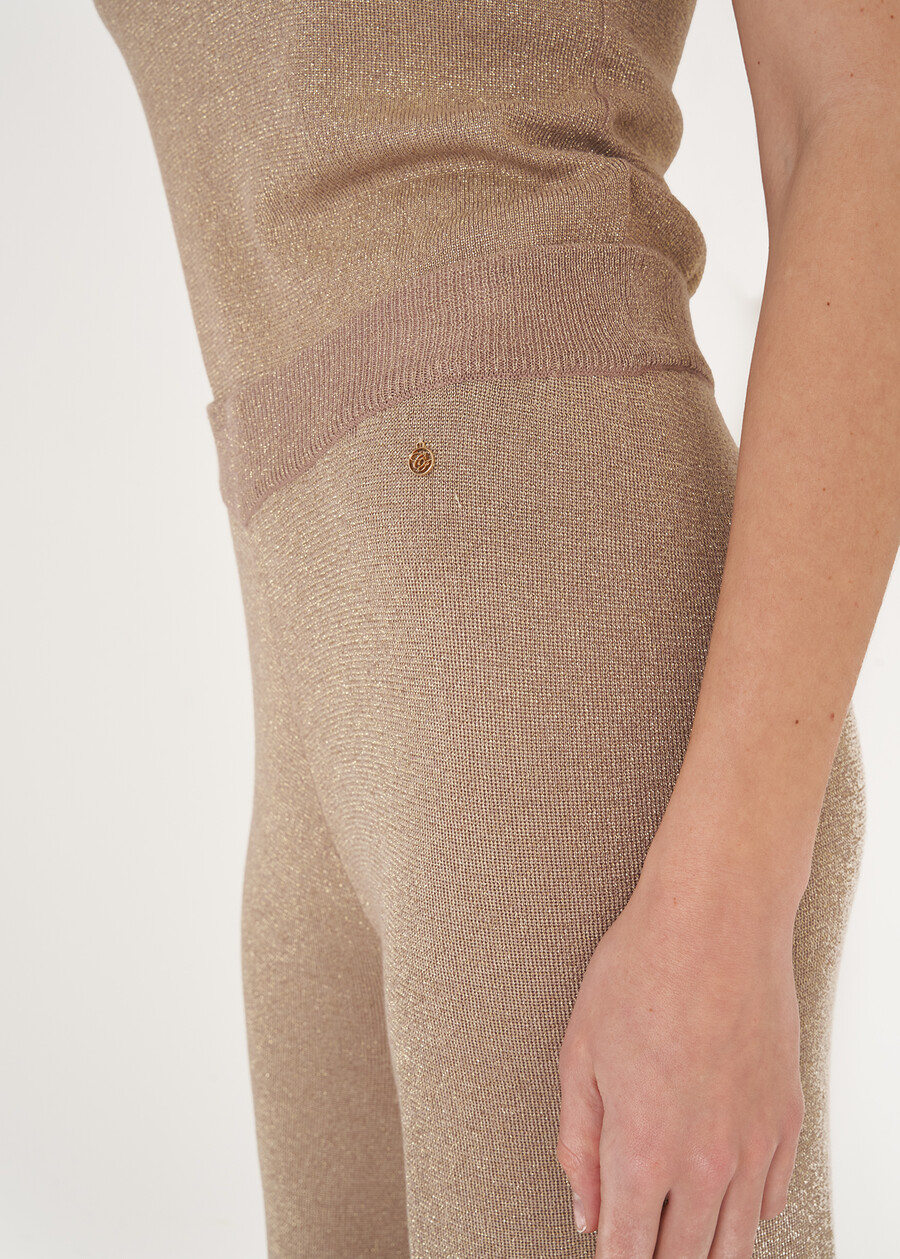 Pantaloni Pony In Maglia Lurex BEIGE SABBIA Donna , immagine n. 5
