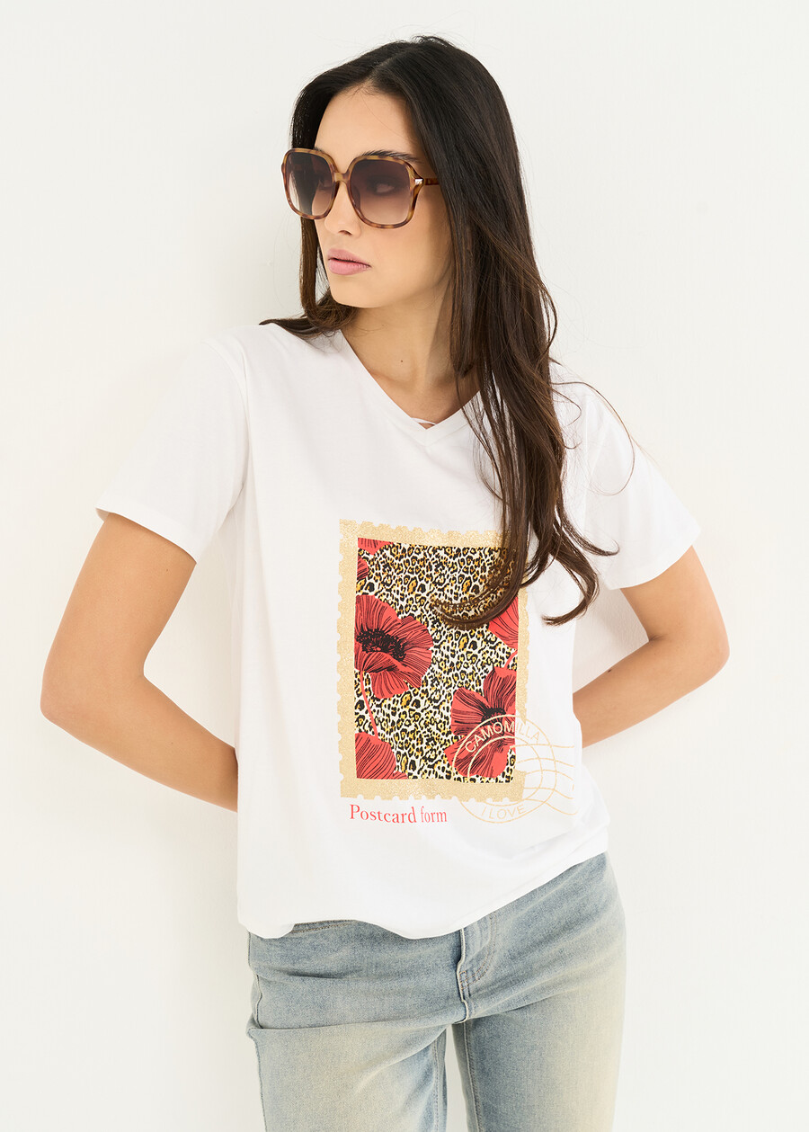 T-shirt Smily stampa leopardata BIANCO WHITE Donna , immagine n. 1