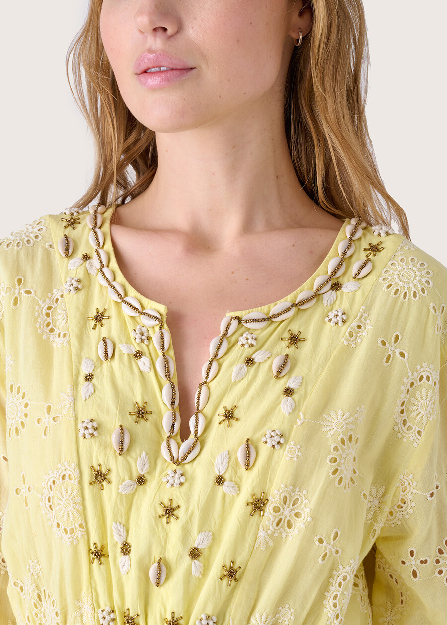 100% cotton short dress GIALLO BANANA Woman , image number 2