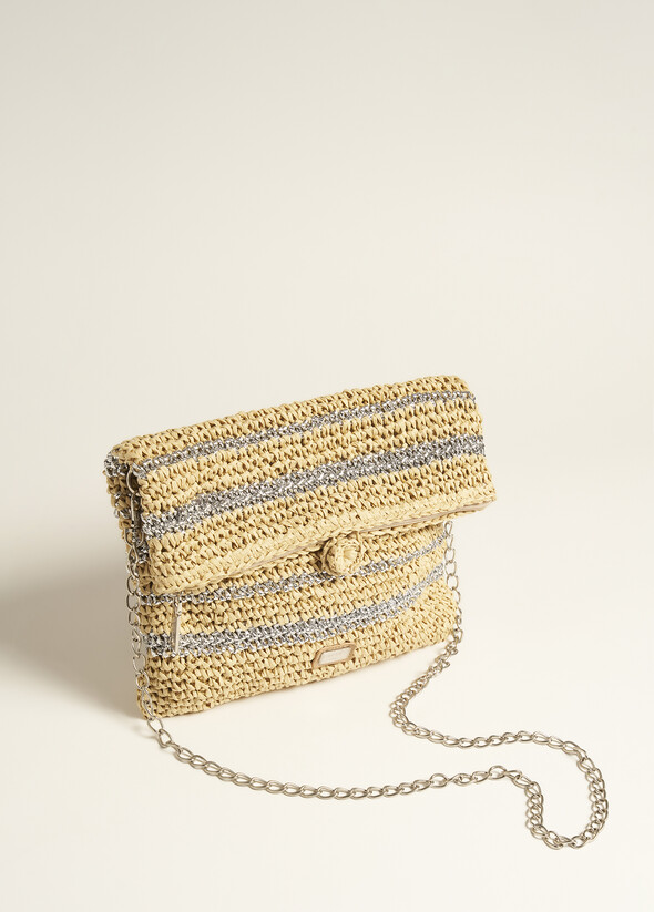 Brisette Woven Paper and Lurex Clutch BEIGE Woman null
