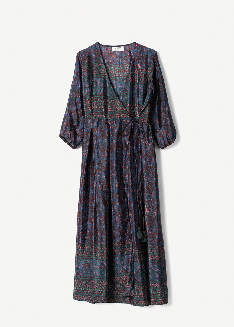 Artur ethnic print wrap dress BLU MIDNIGHTVIOLA VINACCIA Woman , image number 6