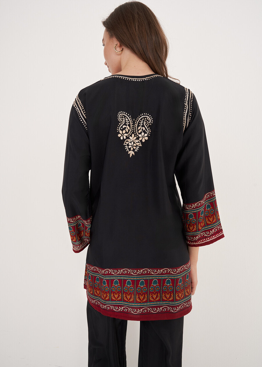 Blurta Printed Blouse with Embroidery NERO BLACK Woman , image number 3
