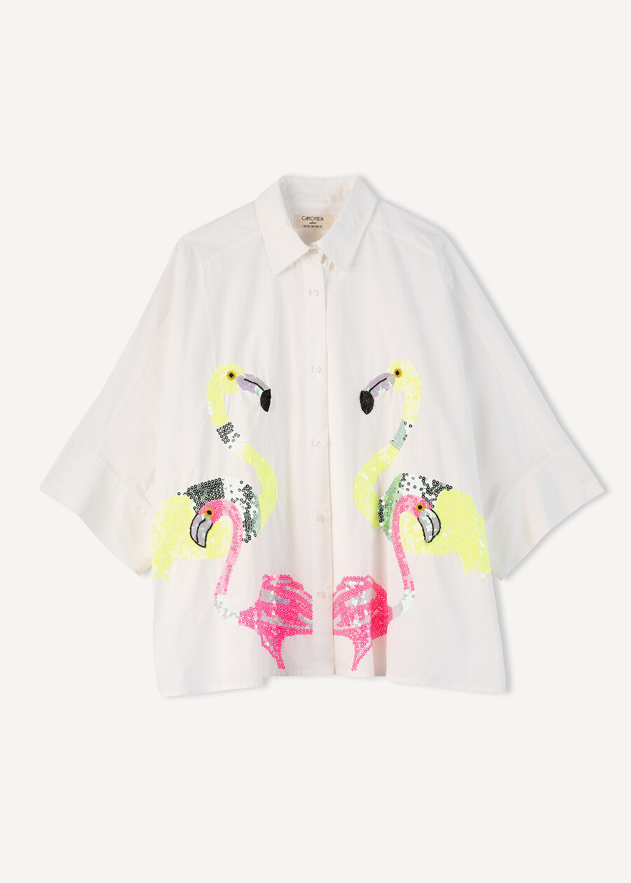 Chery flamingo embroidery shirt BIANCO WHITE Woman , image number 6
