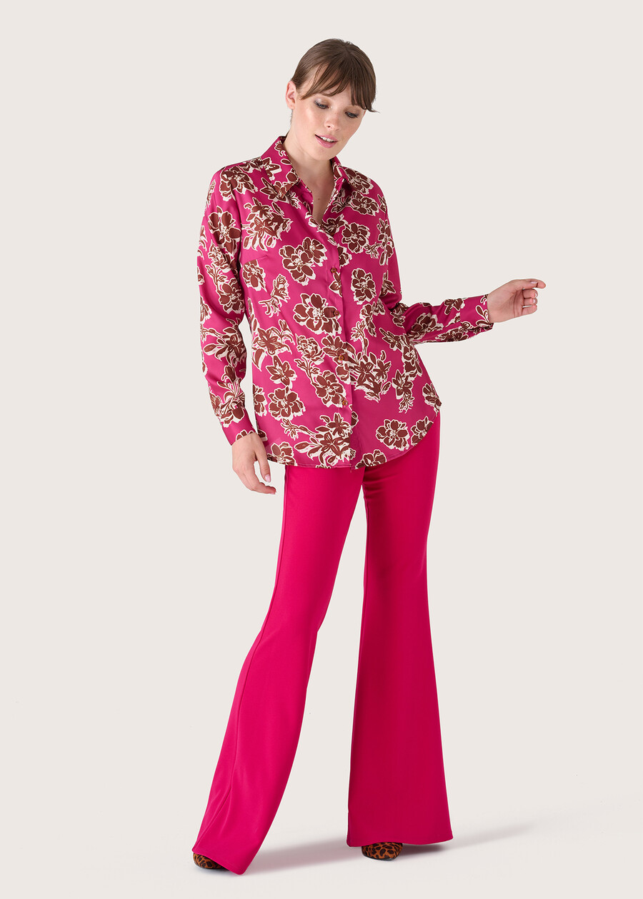 Camicia Alessia in tessuto satin VIOLA BEGONIAVERDE POKER Donna , immagine n. 4