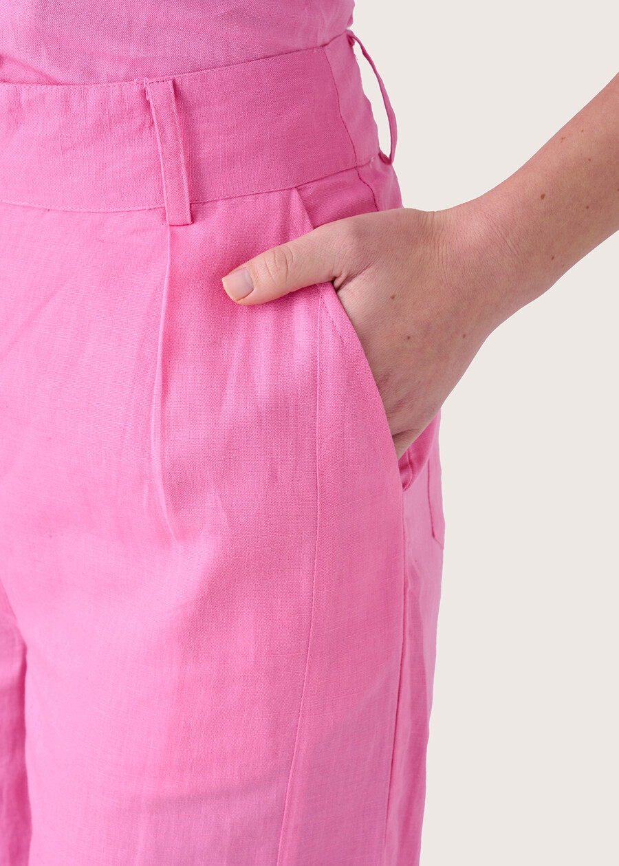Becrux linen and cotton capri trousers ROSA IBISCUS Woman , image number 3