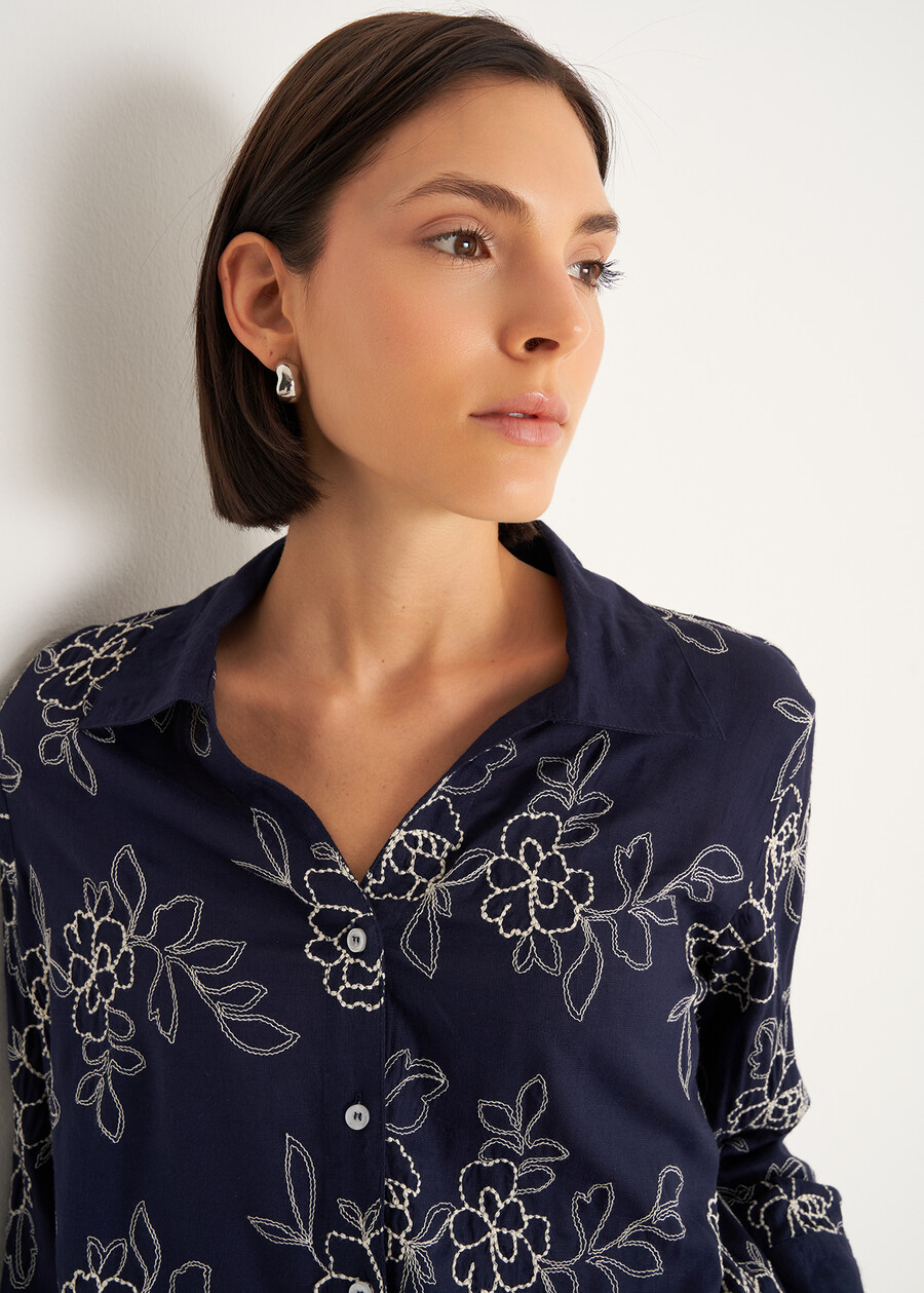 Camicia Callie con ricamo floreale BLU MIDNIGHT Donna , immagine n. 2