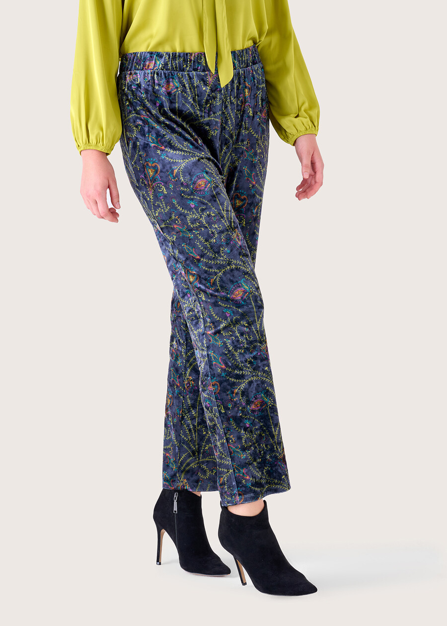 Victoria patterned velvet trousers BLU GRAFITE Woman , image number 3