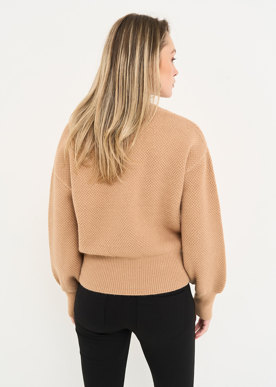 Mercury faux cardigan puff sleeves BEIGE ECRU Woman , image number 3