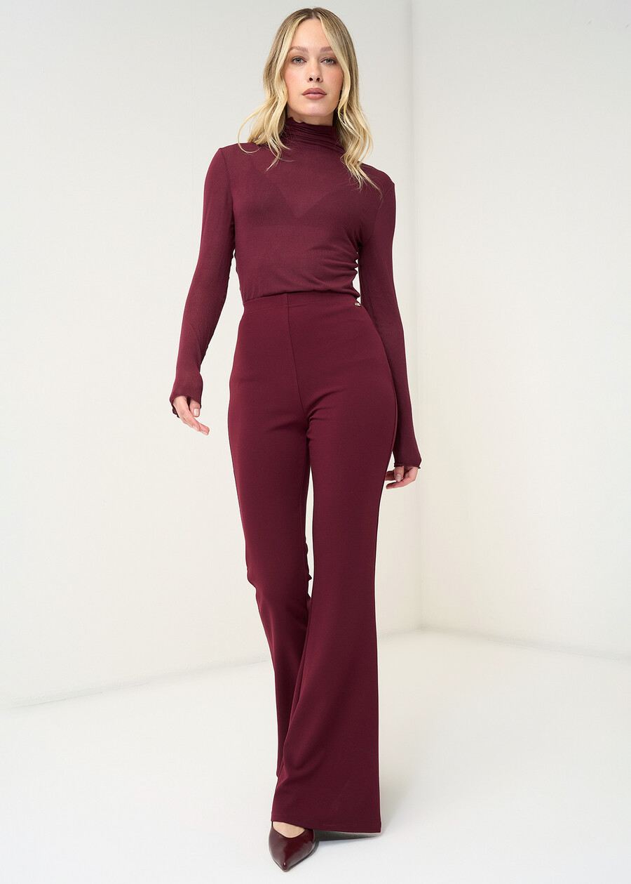 Victoria flared trousers ROSSO BORDEAUXVERDE GARDENMARRONENERO Woman , image number 2