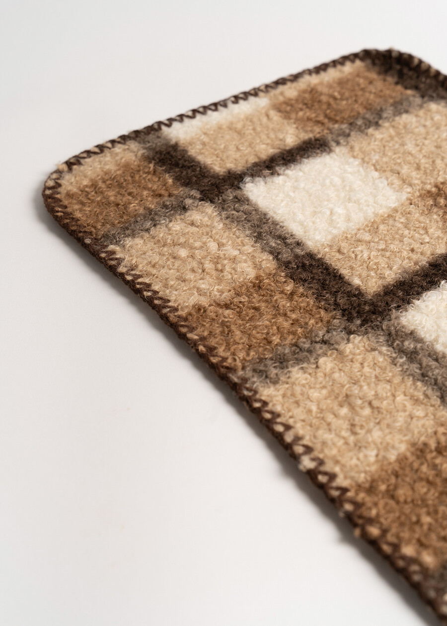 Shiny maxi check shearling scarf BEIGE LATTEBEIGE LATTE Woman , image number 3