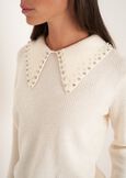 Marta mohair sweater with pearl neckline BIANCO BURRO Woman image number 2