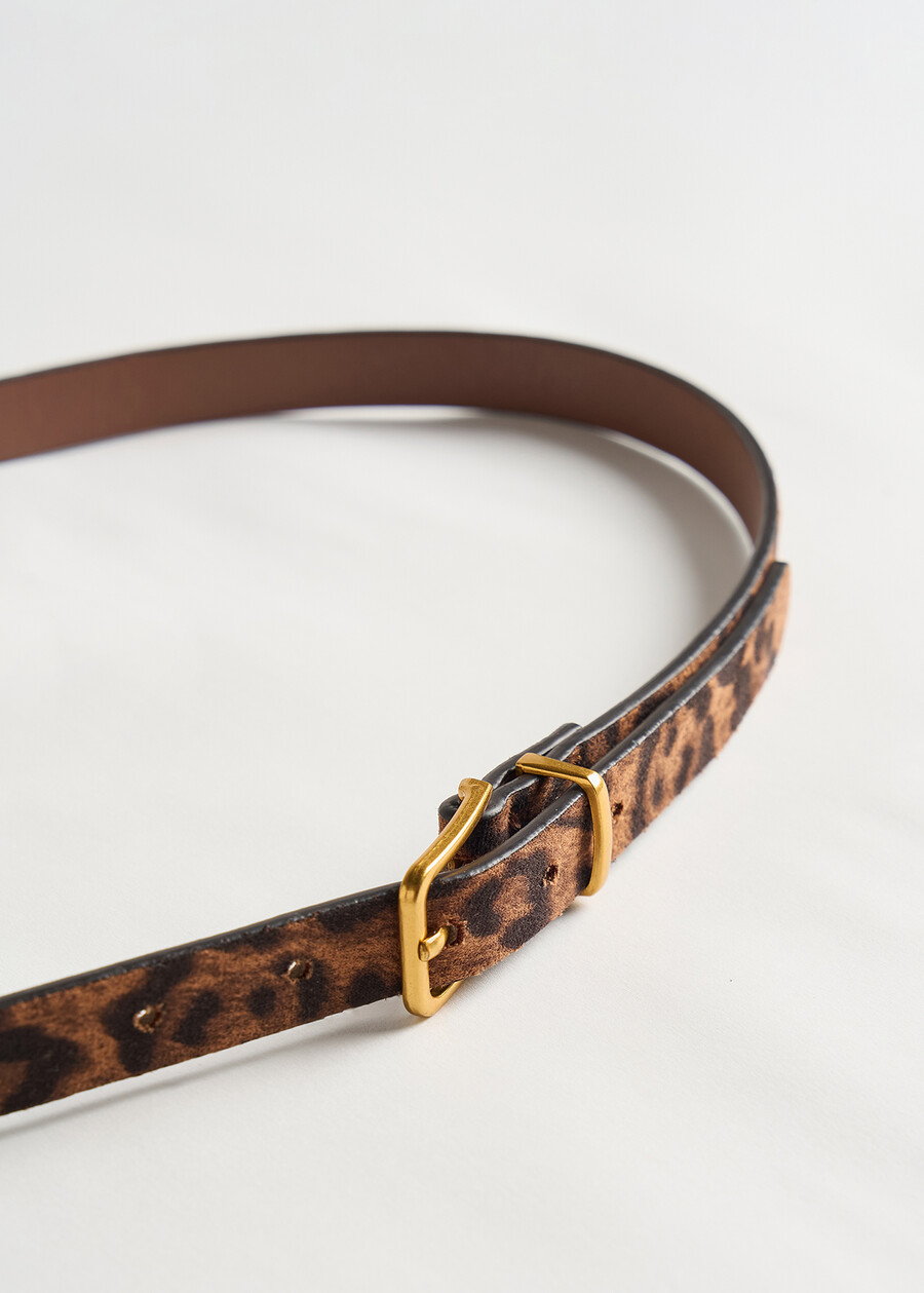 Cintura Cleide animalier in eco-camoscio MARRONE CARAMELLO Donna , immagine n. 3