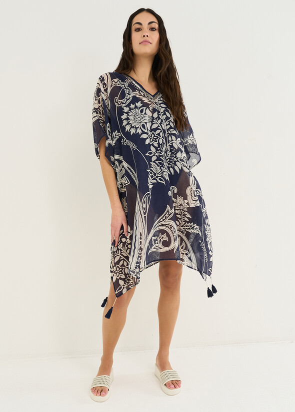 Berenice cashmere print kaftan BLU Woman null