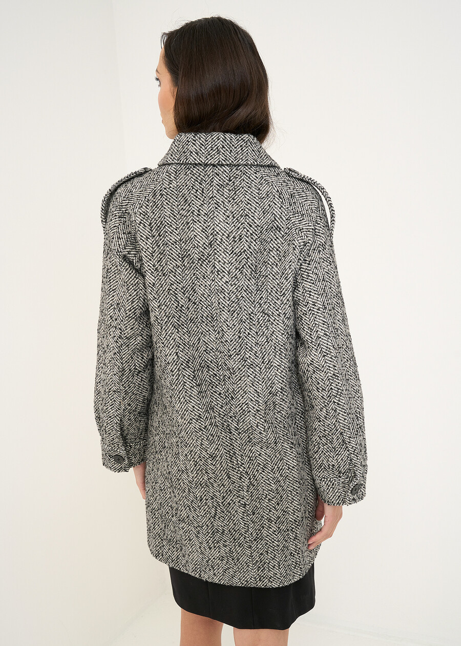 Colby herringbone coat NERO BLACK Woman , image number 4