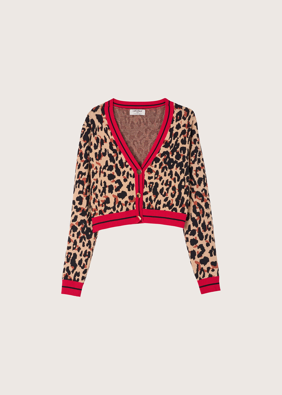 Cardigan Camoo fantasia animalier BEIGE CAMMELLO Donna , immagine n. 5