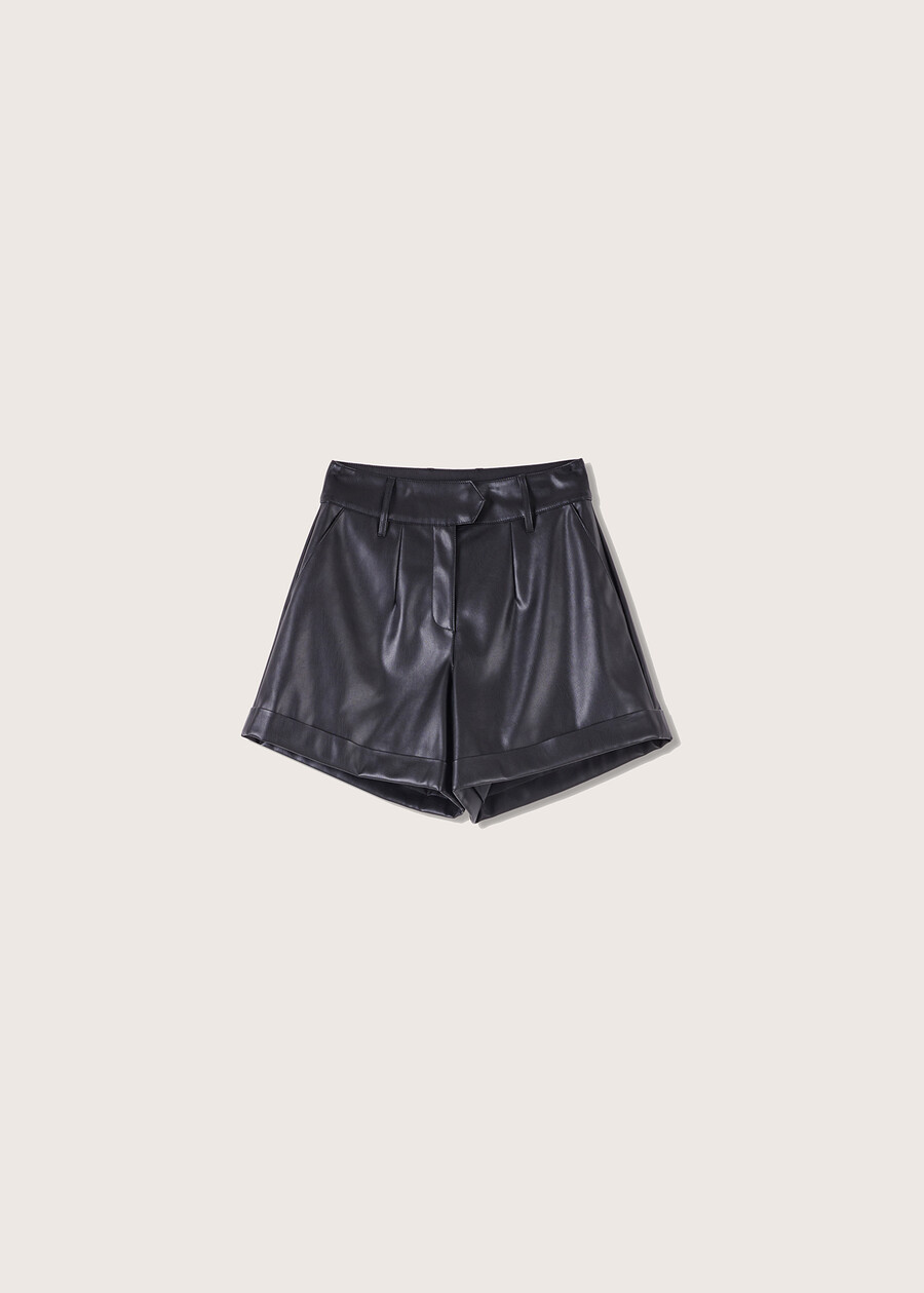 Britney eco-leather bermuda shorts NERO BLACK Woman , image number 6