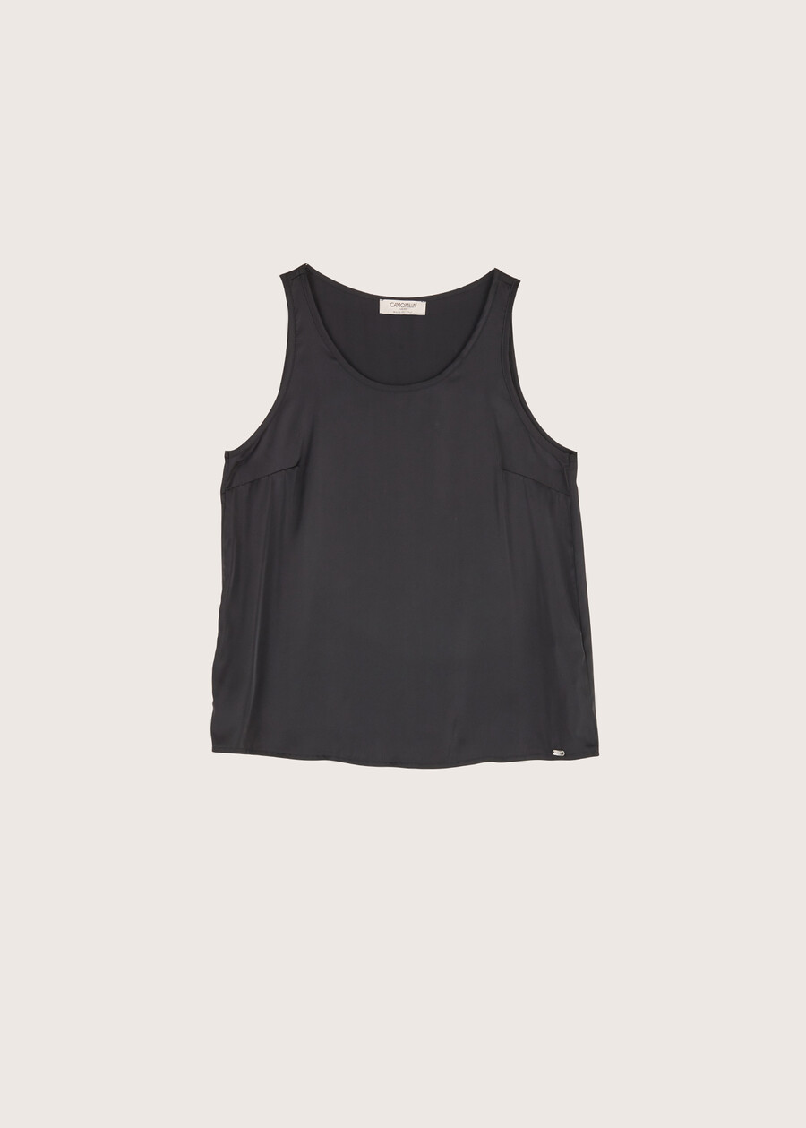 Top Teo in tessuto satin NERO BLACKBIANCO WHITE Donna , immagine n. 1