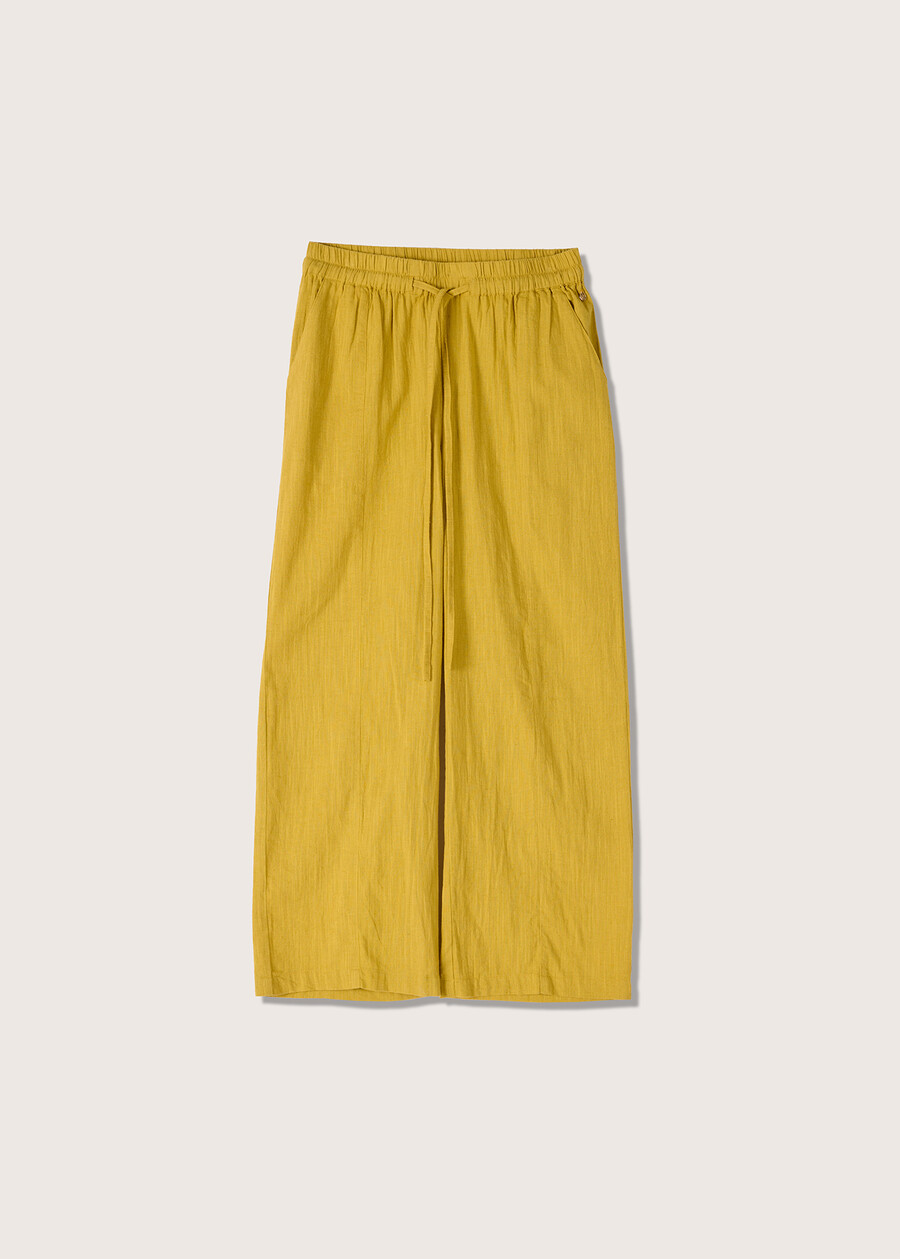 Pommy linen and cotton Capri trousers GIALLO MANGO Woman , image number 5