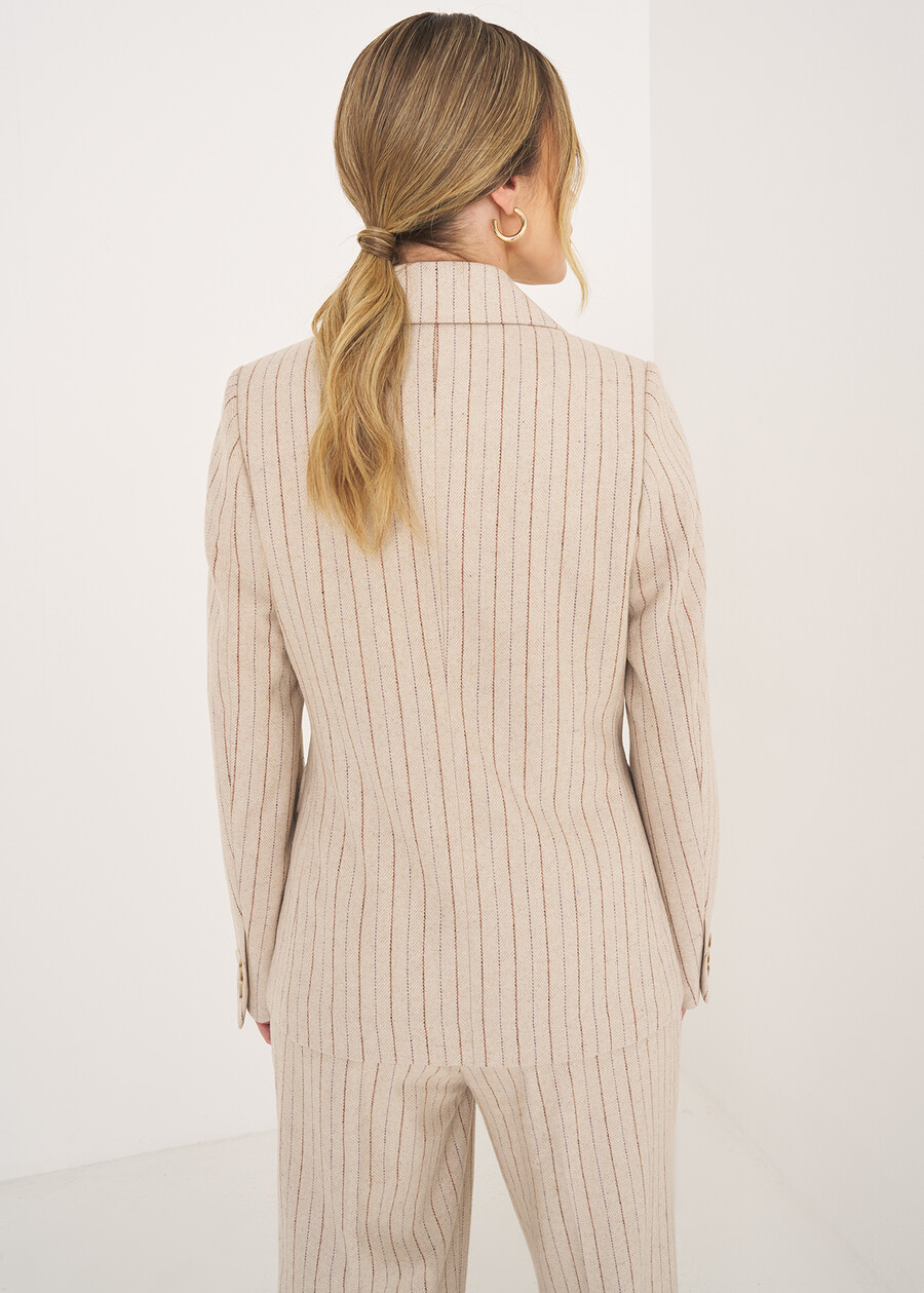 Pinstripe Double-Breasted Suit BEIGE ECRU Woman , image number 7