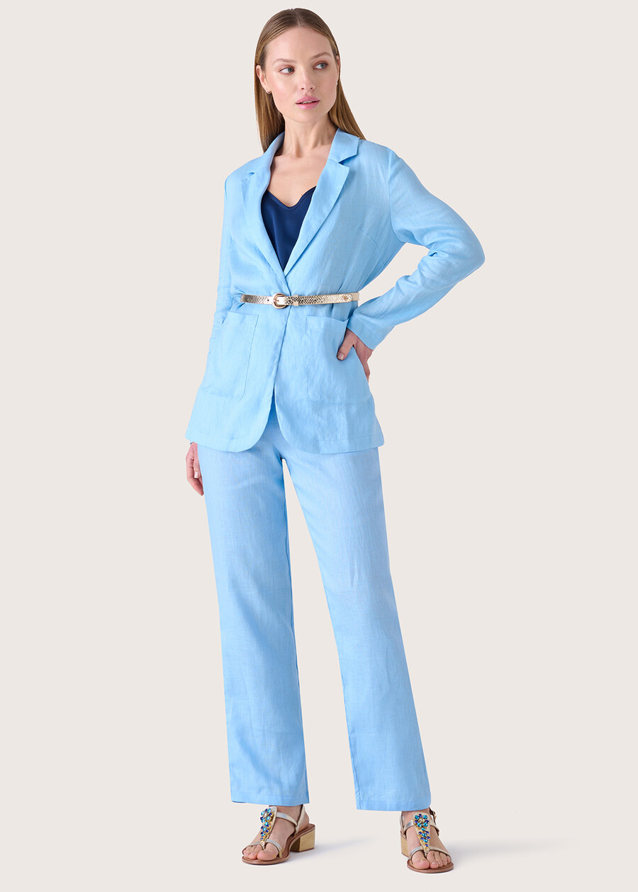 Pantaloni Polly 100% lino BLU SURF Donna , immagine n. 1