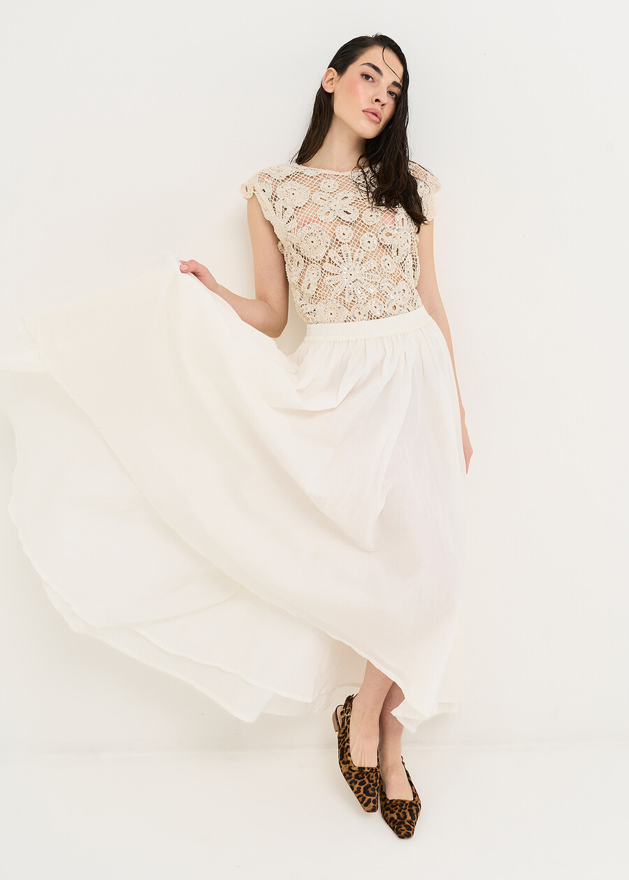 Gonna Gledis lunga in cotone BIANCO WHITE Donna , immagine n. 1
