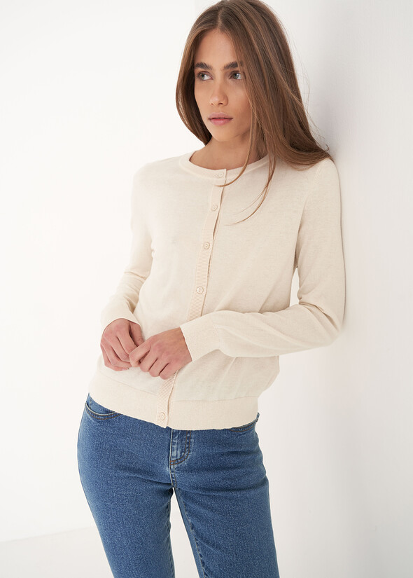 Cardigan Cassel in cotone e seta BIANCO BURRO Donna null