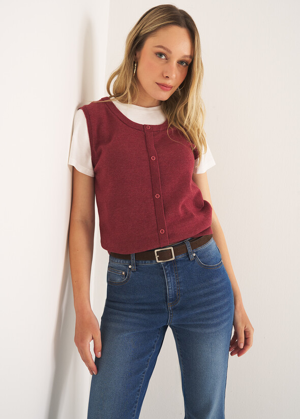 Maglia Siria modello fake gilet ROSSO MAGENTA Donna null