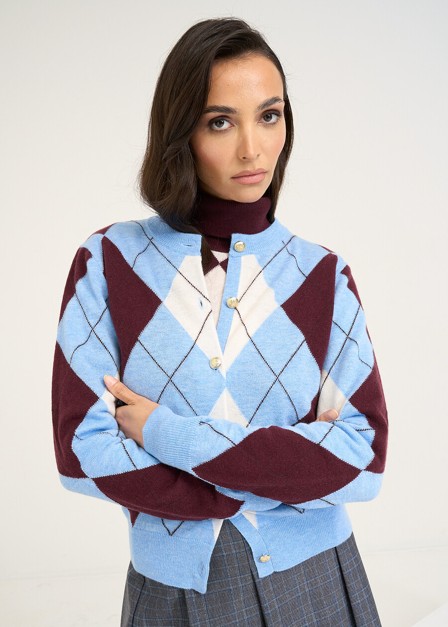 Cardigan Clod in lana argyle AZZURRO BREZZA Donna , immagine n. 1