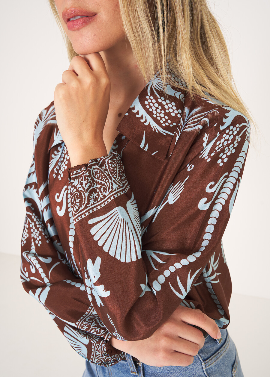 Bernie printed blouse with collar MARRONE TERRA Woman , image number 3