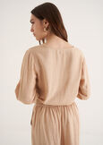 Blues viscose and linen blouse BEIGE DOESKIN VERDE ALGA Woman image number 3