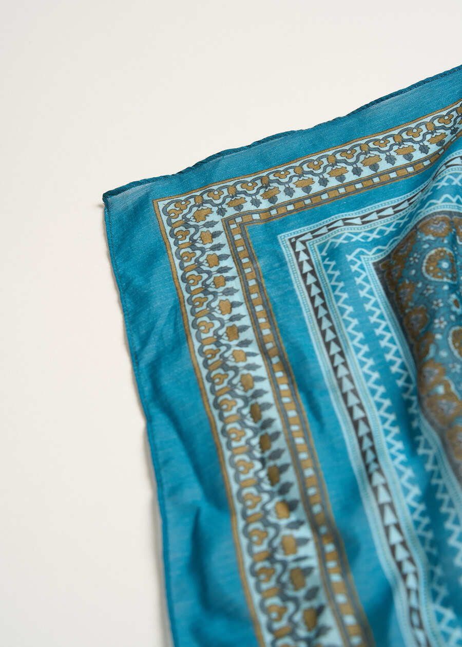 Foulard Selma fantasia block VERDEMARRONEBLU Donna , immagine n. 3