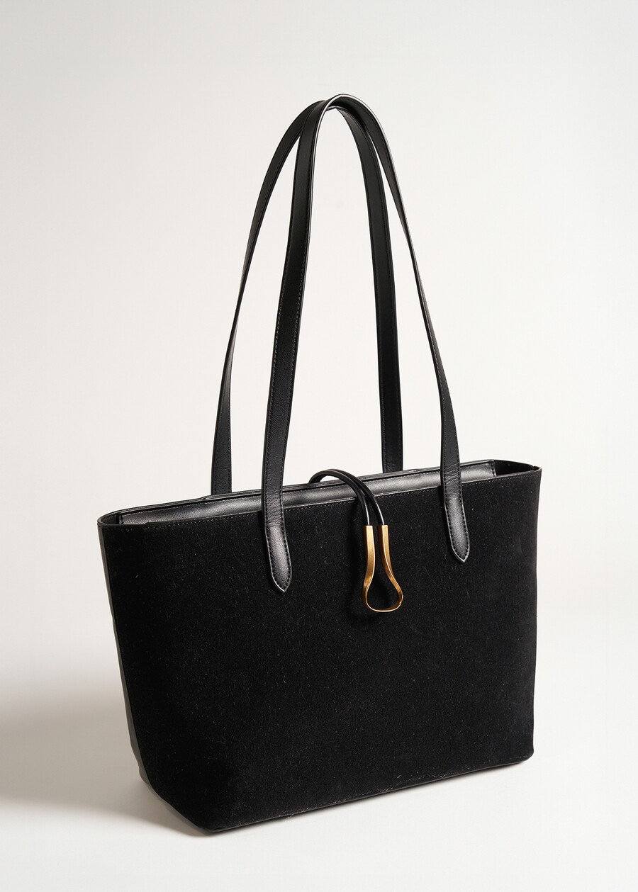 Shopping Betty in ecopelle e ecocamoscio NERO BLACKVIOLA PRUGNA Donna , immagine n. 1