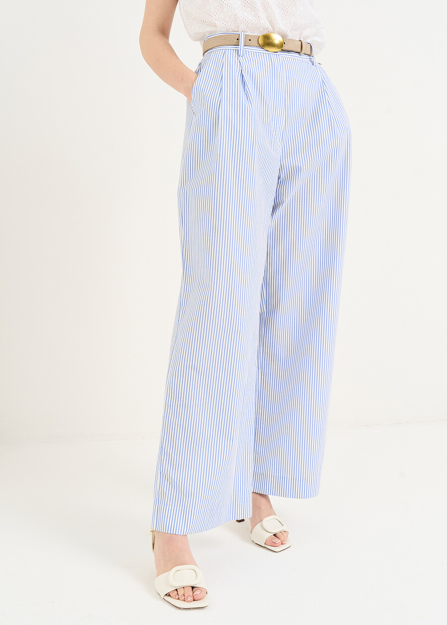 Pantaloni Paros cotone a righe BIANCO WHITE Donna , immagine n. 2