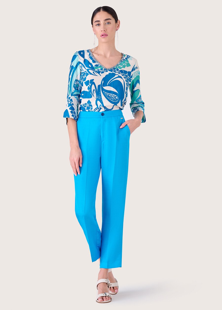Pantalone Alice in misto lino BLUE PACIFICMARRONE MOKA Donna , immagine n. 1