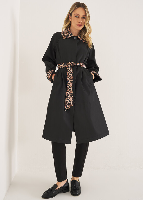 Thom trench coat with animal-print details NERO BLACK Woman null