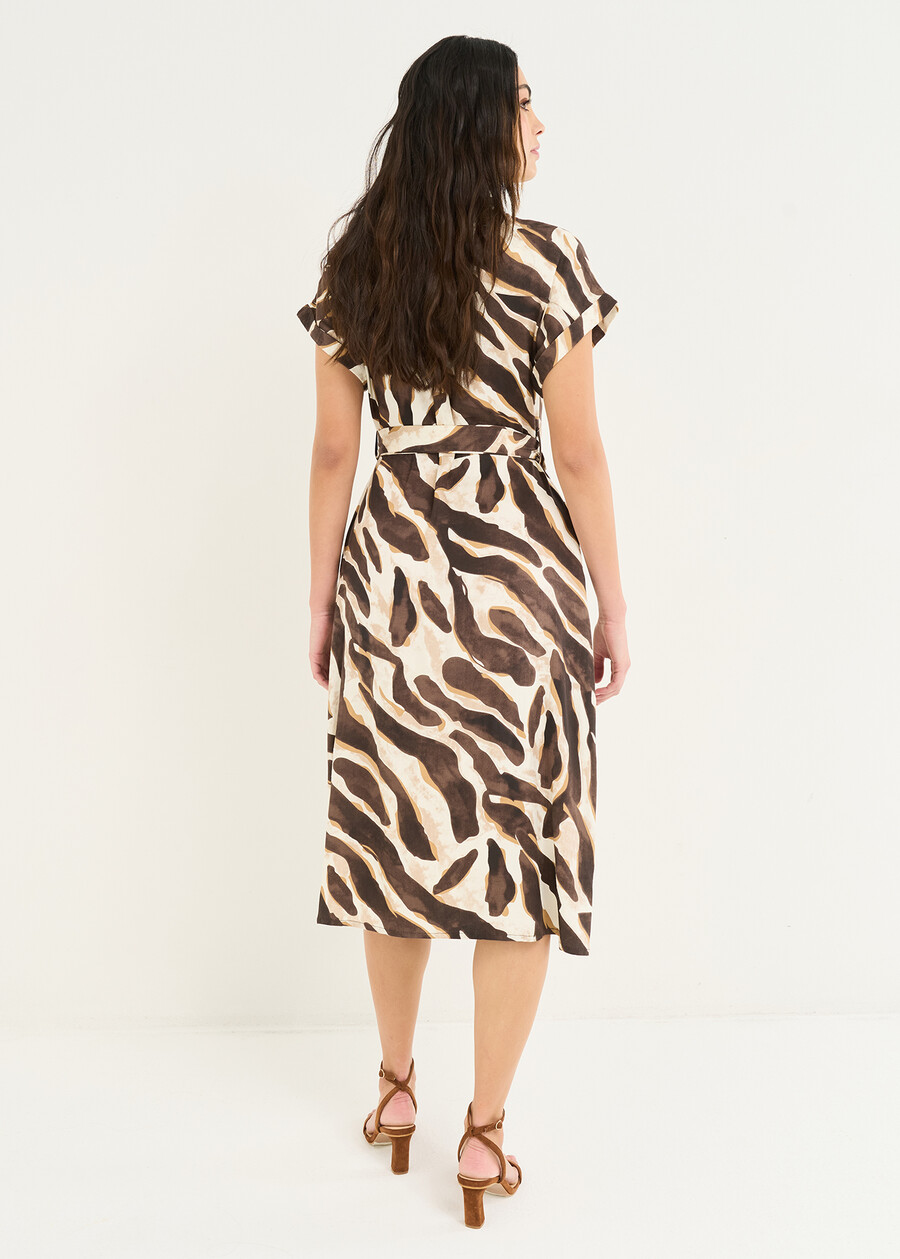 Ares printed rayon midi dress MARRONE Woman , image number 4