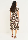 Ares printed rayon midi dress MARRONE Woman image number 4