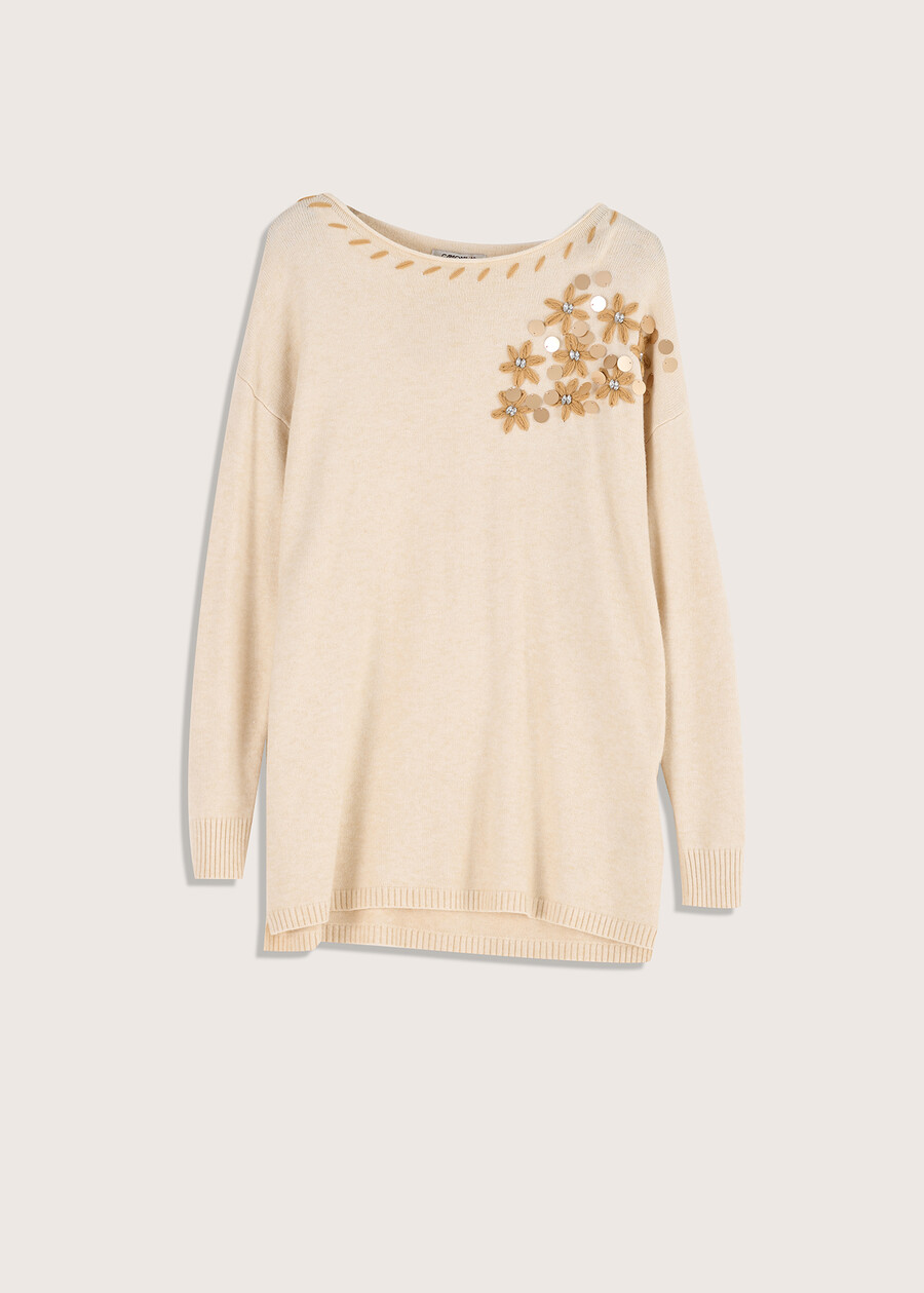 Marsha jersey with embroidery BEIGE LANA Woman , image number 4