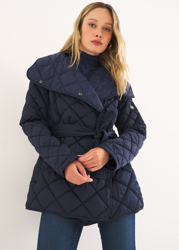 Piumino Paggy con cintura BLU MIDNIGHT Donna null