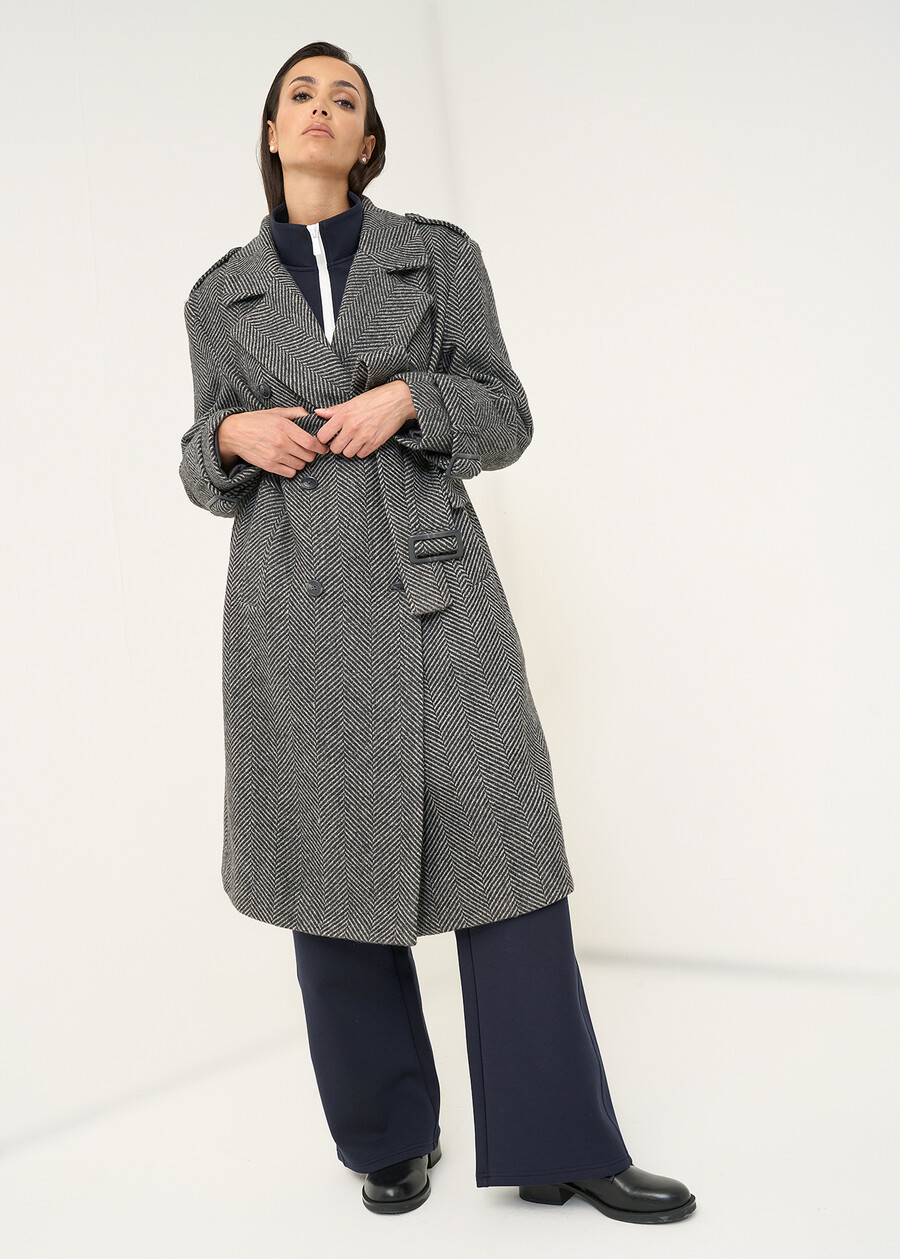Charlot herringbone trench coat GRIGIO GREY Woman , image number 1