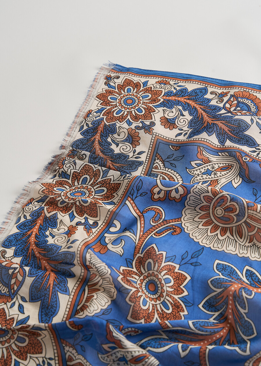 Sciarpa Saya con stampa fiori ramage BLU Donna , immagine n. 3