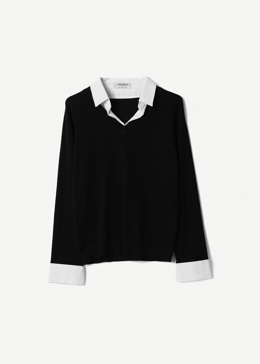 Myka knit with polka collar NERO BLACKBEIGE ECRU Woman , image number 4