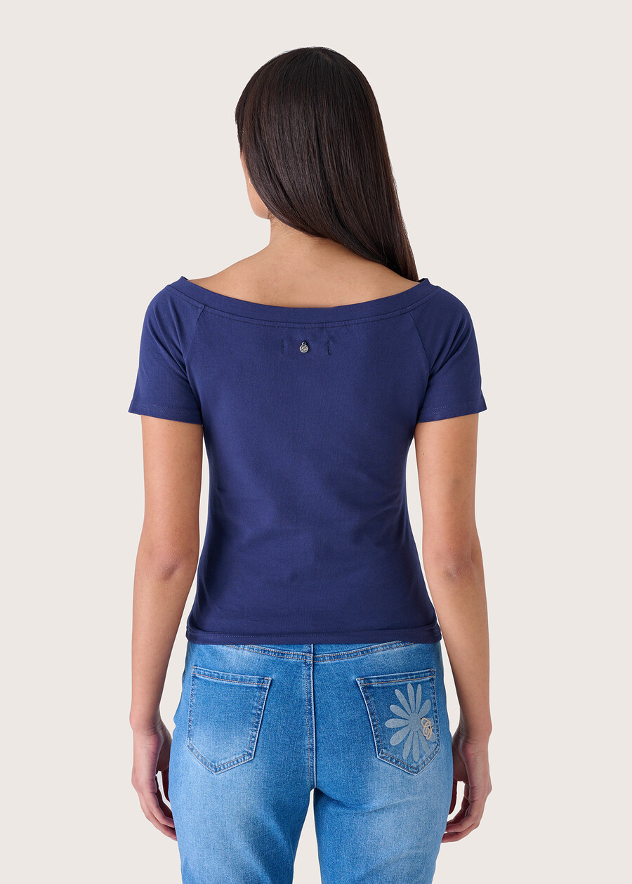 Soon t-shirt with crystals BLUE OLTREMARE  Woman , image number 3