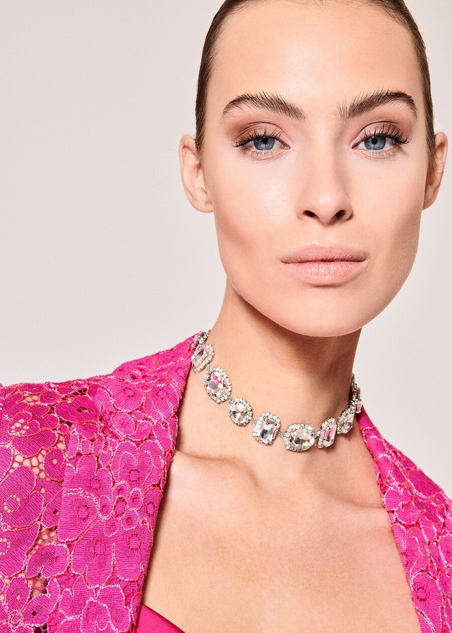 Ginny necklace with crystals ROSA FUCSIASILVER Woman , image number 1