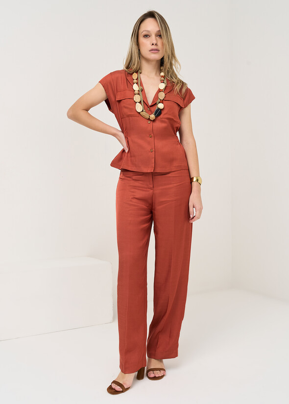 Paxly slub linen trousers ARANCIONE Woman null
