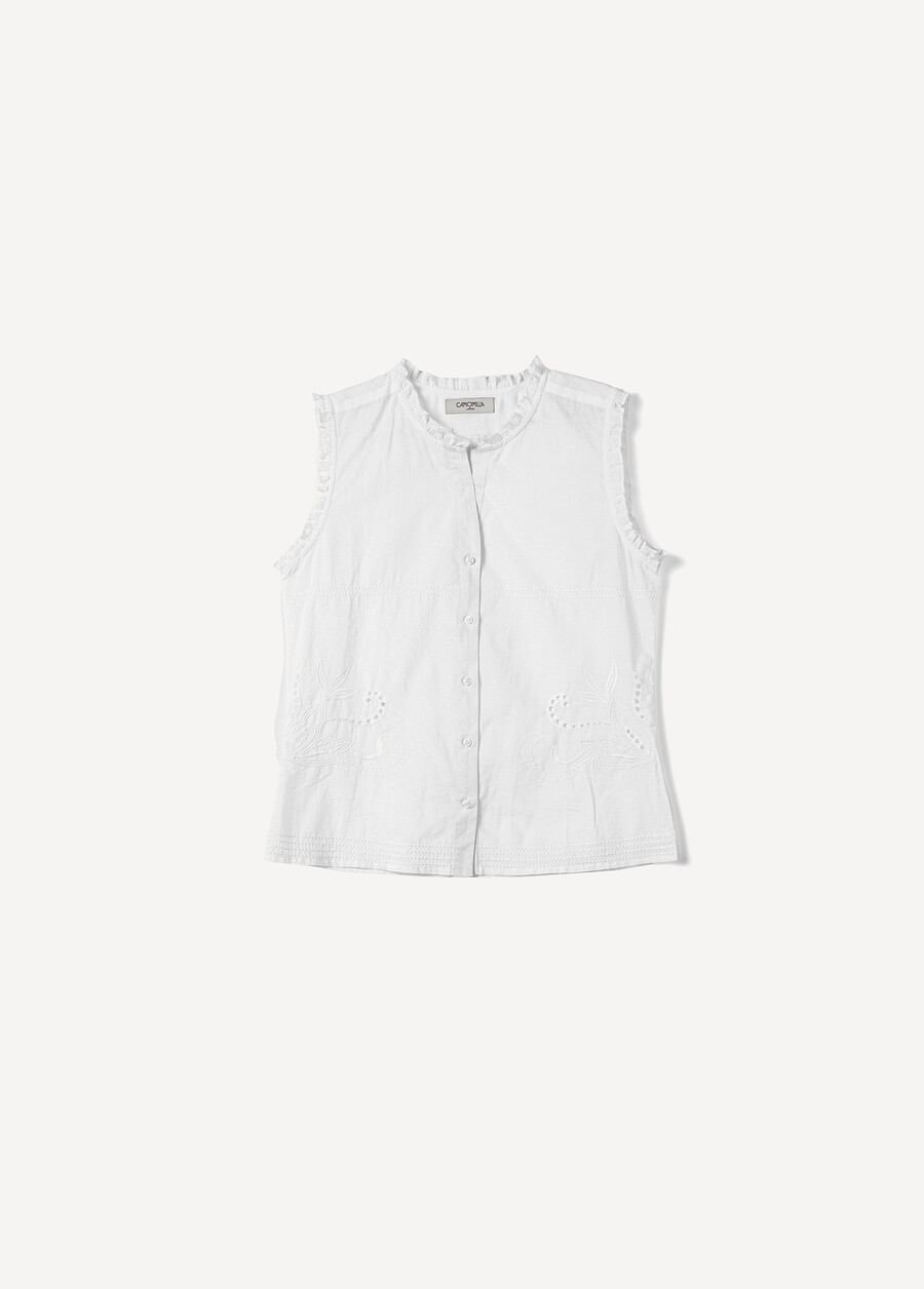 Tyra 100% Cotton Embroidered Top BIANCO WHITEBLU CELESTE Woman , image number 4
