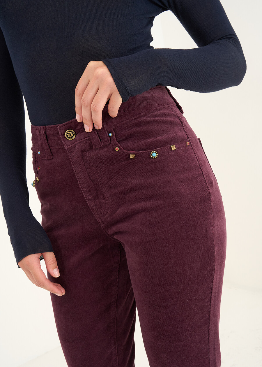 Pantaloni Kate skinny in velluto ROSSO BORDEAUXGRIGIO MEDIUM GREY Donna , immagine n. 3